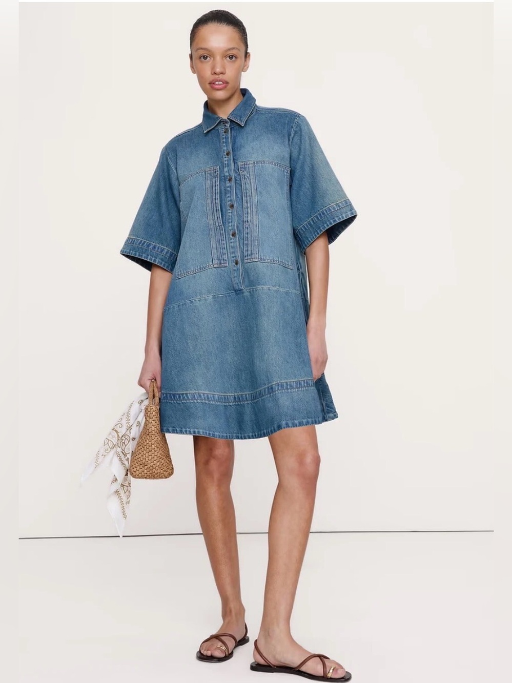 NWT Banana Republic Denim Trapeze Mini Dress Sz M/Tall (# 873354)